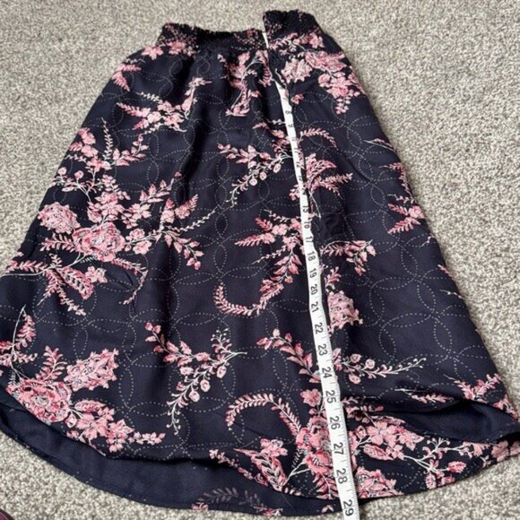 Hinge Floral Black and Pink Midi Skirt with Linings and Pockets Women's Size M - Picture 10 of 15